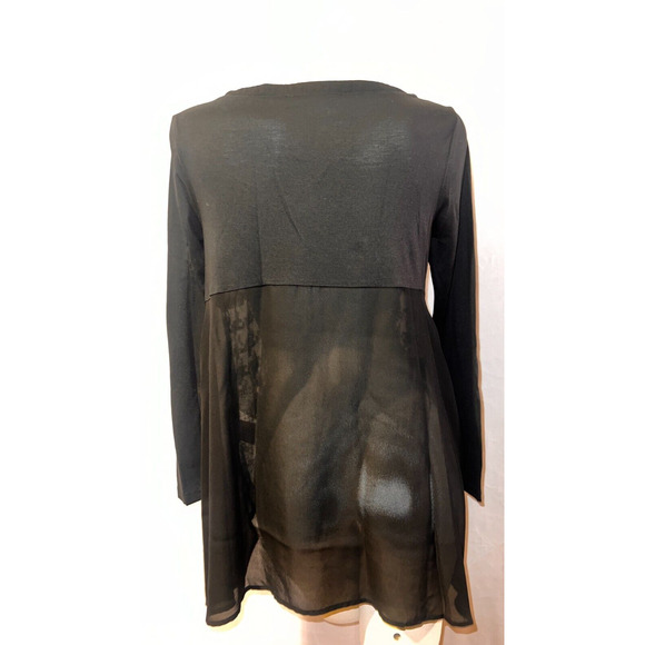 PHILOSOPHY Top Women's Size M Gray Black Print Polyester Blouse w/Knit Sleeves - Picture 5 of 6